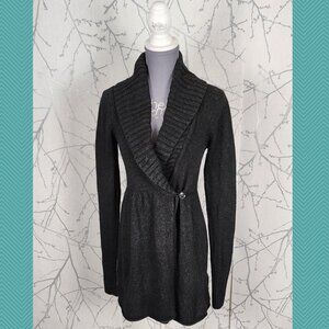 Talula Heathered Black Mulberry Cape Collar Wrap Cardigan Feminine